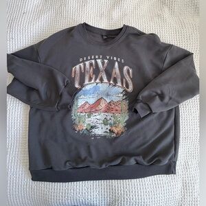 SHEIN Dark Gray Texas Graphic Men's Crewneck Sweater